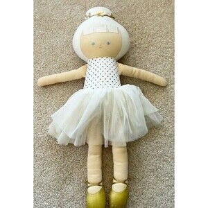 Alimrose Ballerina Doll Soft Arabella Gold Dot Baby Girl Tulle Tutu Knot Hair